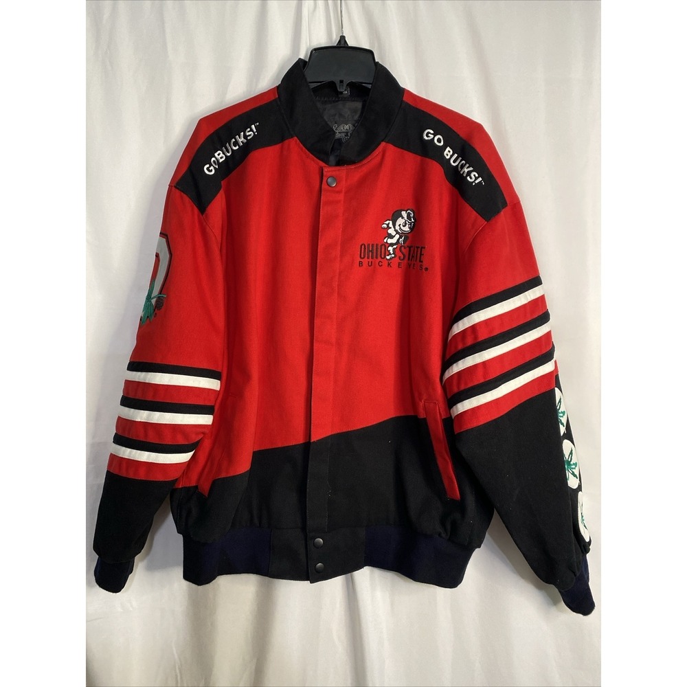 Leather‎ Gallery Ohio State Buckeyes Varsity Jacket Mens XL Red Black Go Bucks